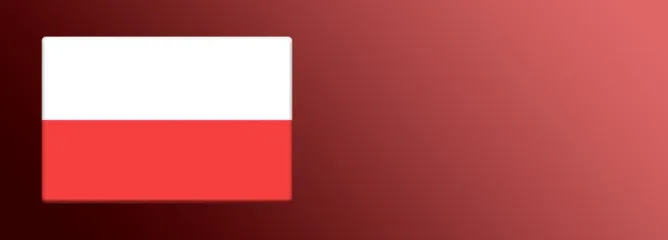 Флаг Польши на красном фоне