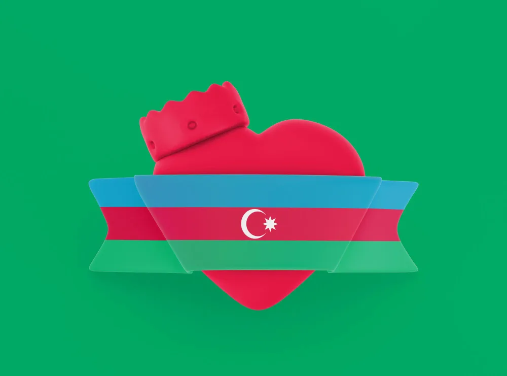 Сердце приклеенное флагом Азербайджана