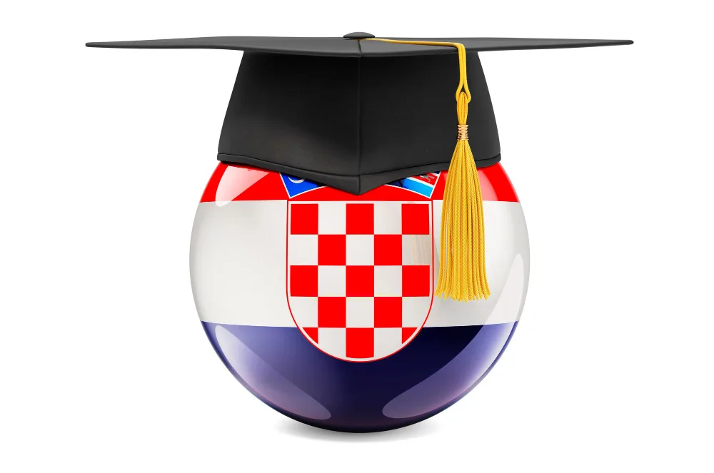 Флаг Хорватии на котором шляпа выпускника